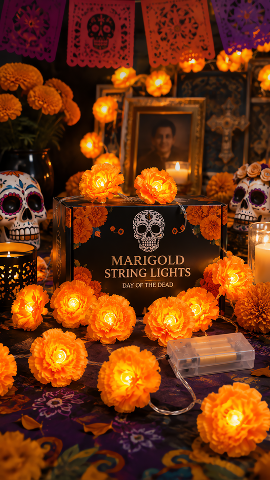 LED-Ringelblumen-Girlande 1,5 m — Día de Muertos