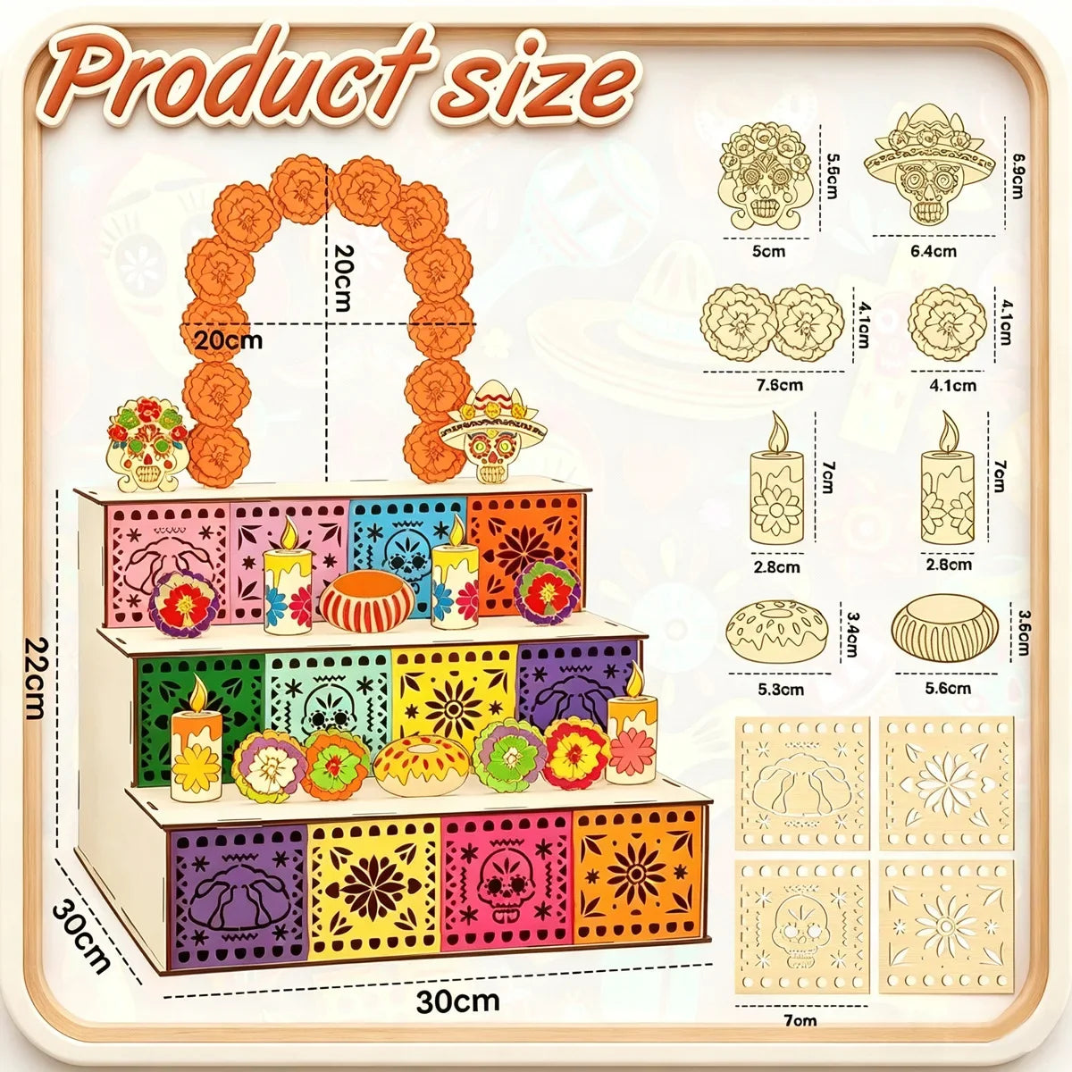 Caja de Madera Decorativa para Altar de Día de los Muertos