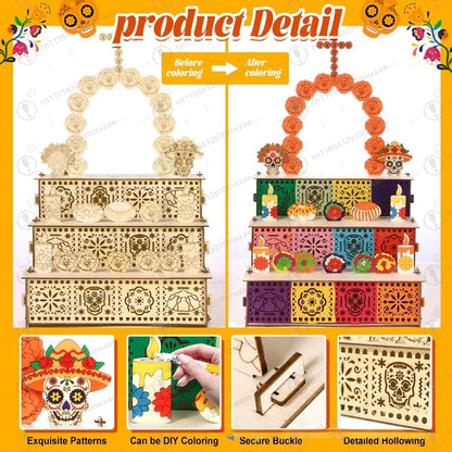 ⭐ Caja de Altar Mexicana Completa con Accesorios - Día de los Muertos