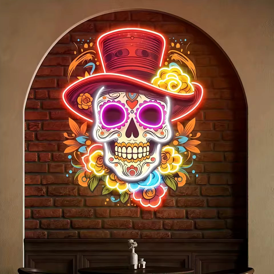 Letrero de Neón LED Calavera Mexicana