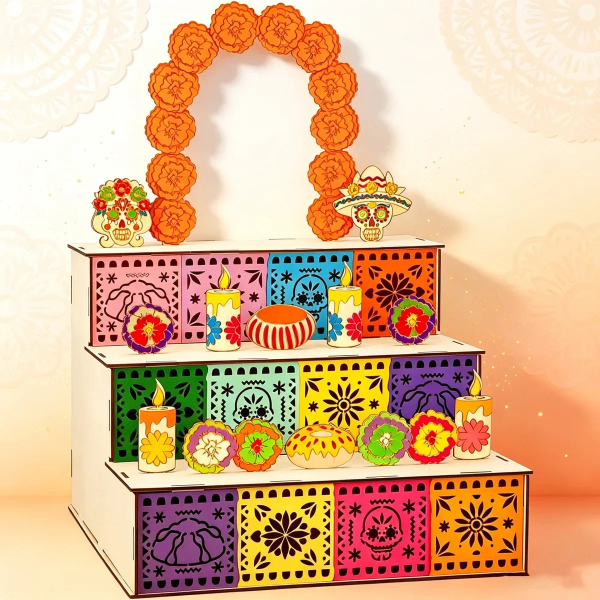 Caja de Madera Decorativa para Altar de Día de los Muertos