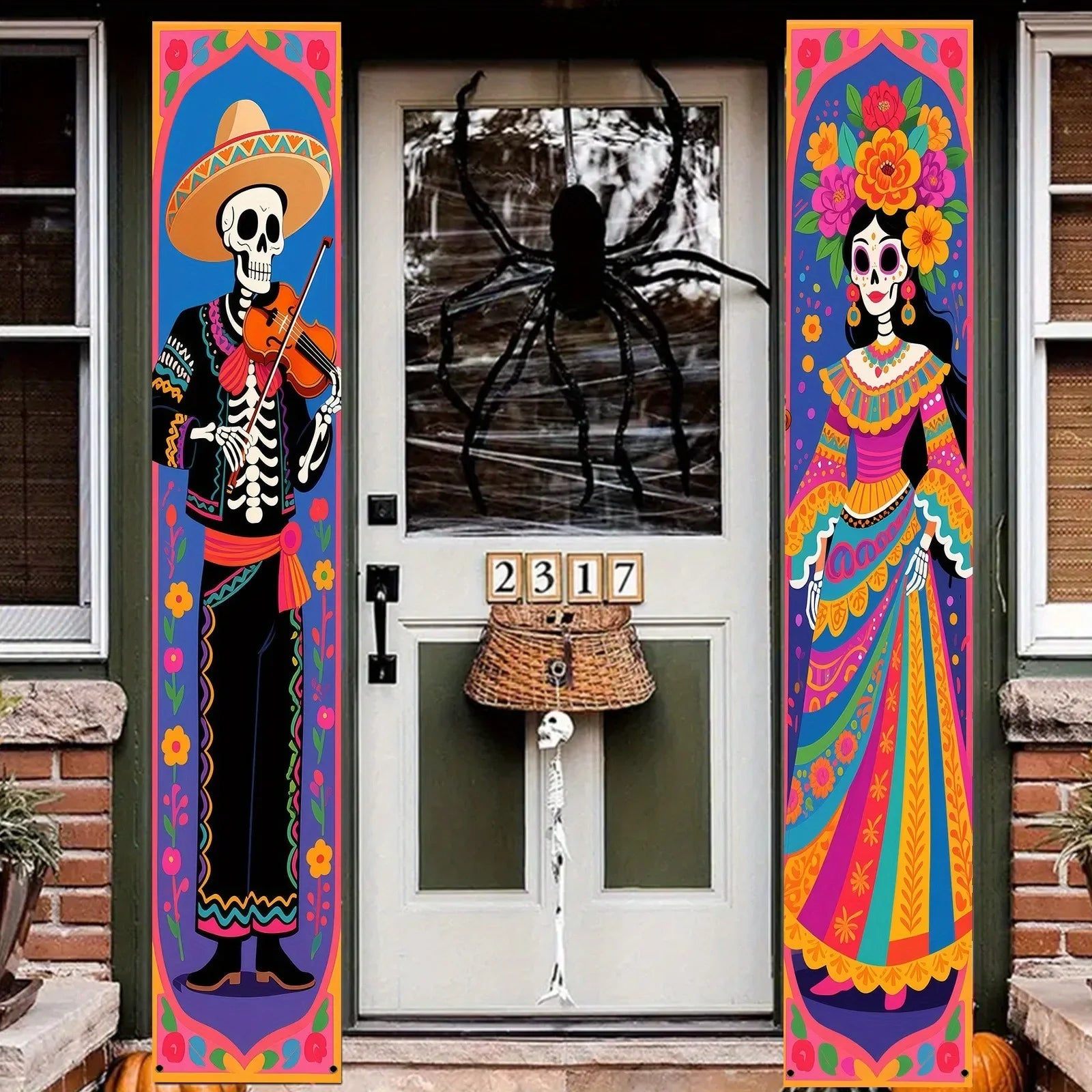 2 Pancartas Colgantes Calaveras de Azúcar Día de los Muertos