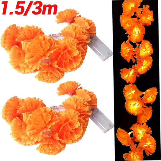 Guirnalda de Flores de Caléndula con Luces LED