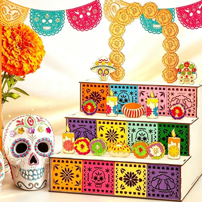 Caja de Madera Decorativa para Altar de Día de los Muertos