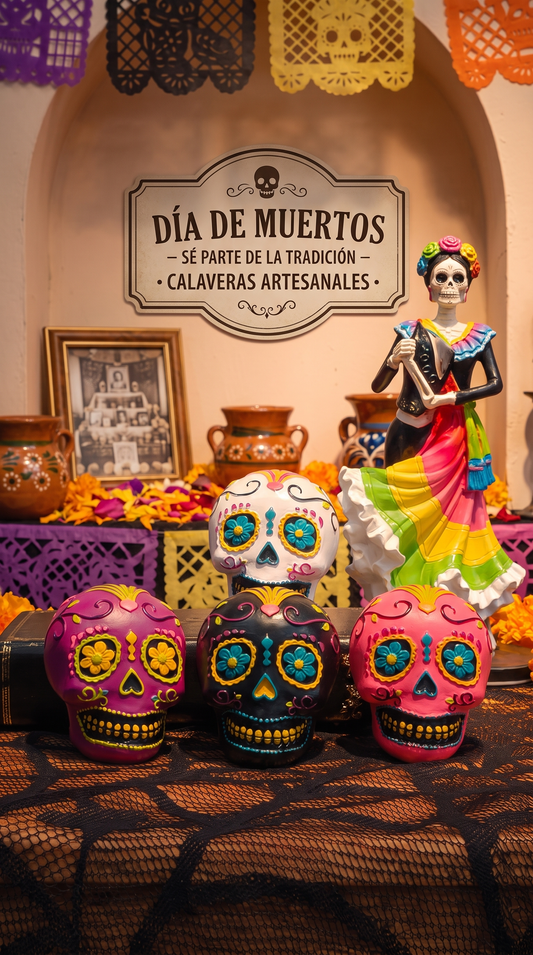 Estatua de Calavera Decorativa Día de los Muertos