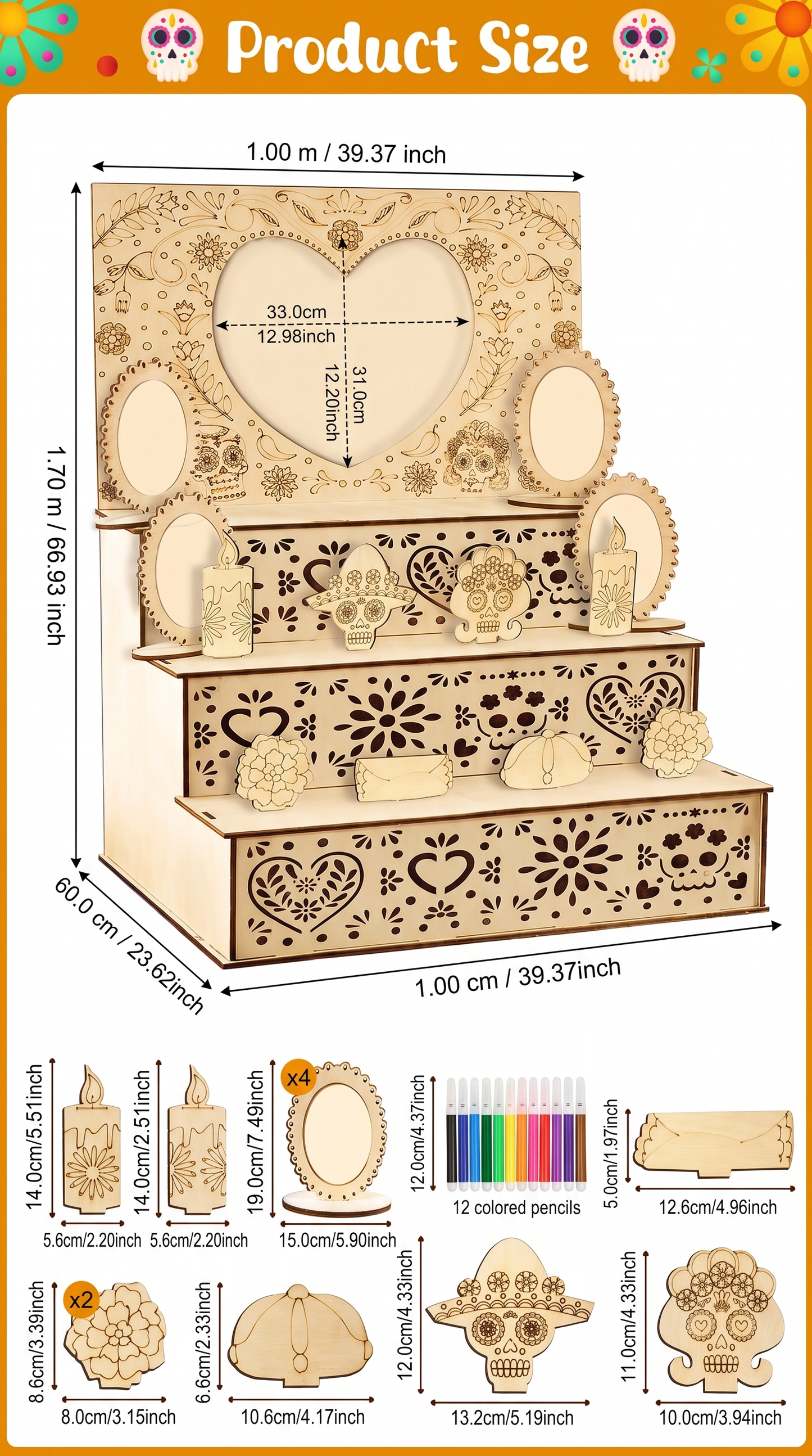 Altar de Madera Grande 1 x 1,70 m — Día de los Muertos