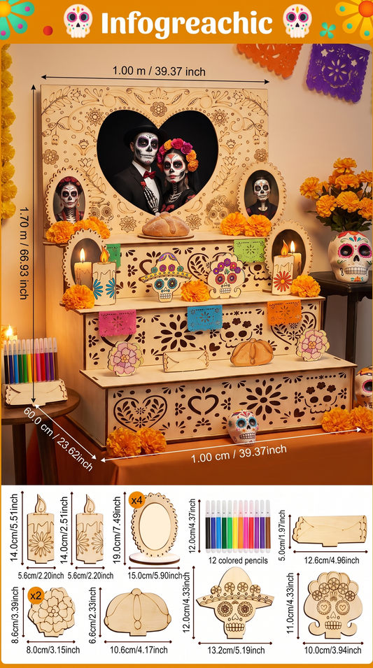 Altar de Madera Grande 1 x 1,70 m — Día de los Muertos