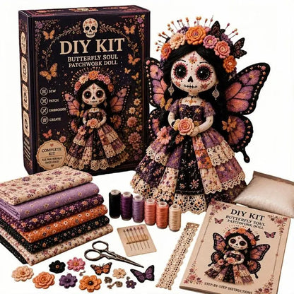 Kit DIY de Muñeca de Retazos del Día de Muertos con Cara de Calavera: Set de Costura Artesanal Hecho a Mano, Colección de Regalo para Amantes