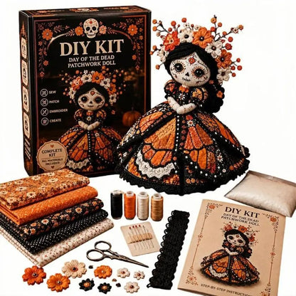 Kit DIY de Muñeca de Retazos del Día de Muertos con Cara de Calavera: Set de Costura Artesanal Hecho a Mano, Colección de Regalo para Amantes
